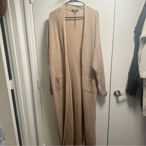 Missguided Tan Longline Chunky Knit Cardigan